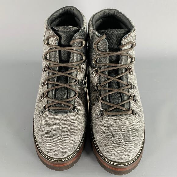 MONTELLIANA Size 10 Tom Hiker Grey Black Tweed Wool Hiking Ankle Boots - Picture 4 of 10
